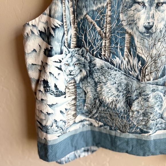 Handmade‎ Vintage Unisex Snow Animal Reversible Print Vest, White Blue, L - Picture 14 of 16